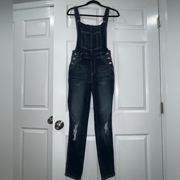 Kancan Estilo bib overalls with front pocket. Great distressed look. - Picture 1 of 11